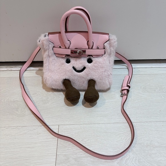 Jellycat Handbags - Jellycat Birkin Pink Plush Furry Mini Bag